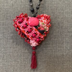 Handmade heart pendant on vintage chain